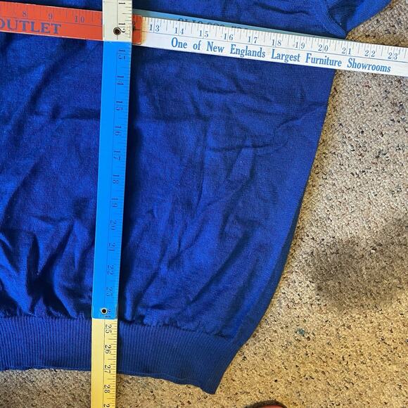 Brunella Gori Italia Sweater Men XL Merinowool Blue VNeck Pullover Luxury Preppy - Picture 2 of 9